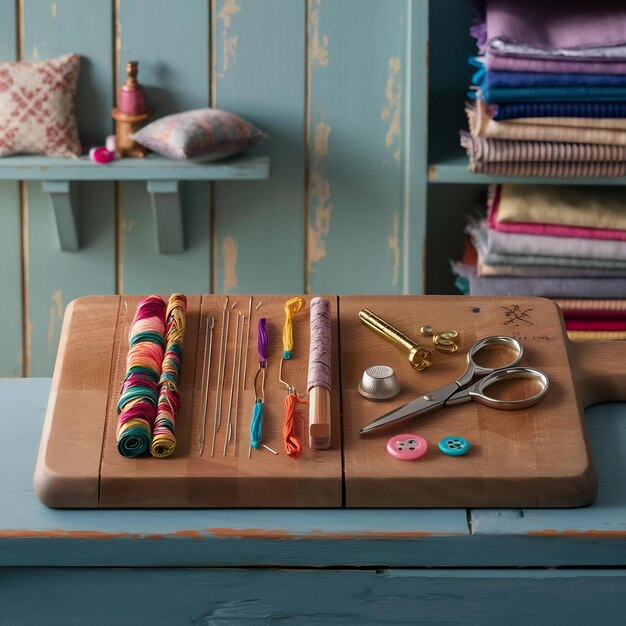 atelier și materiale aranjate